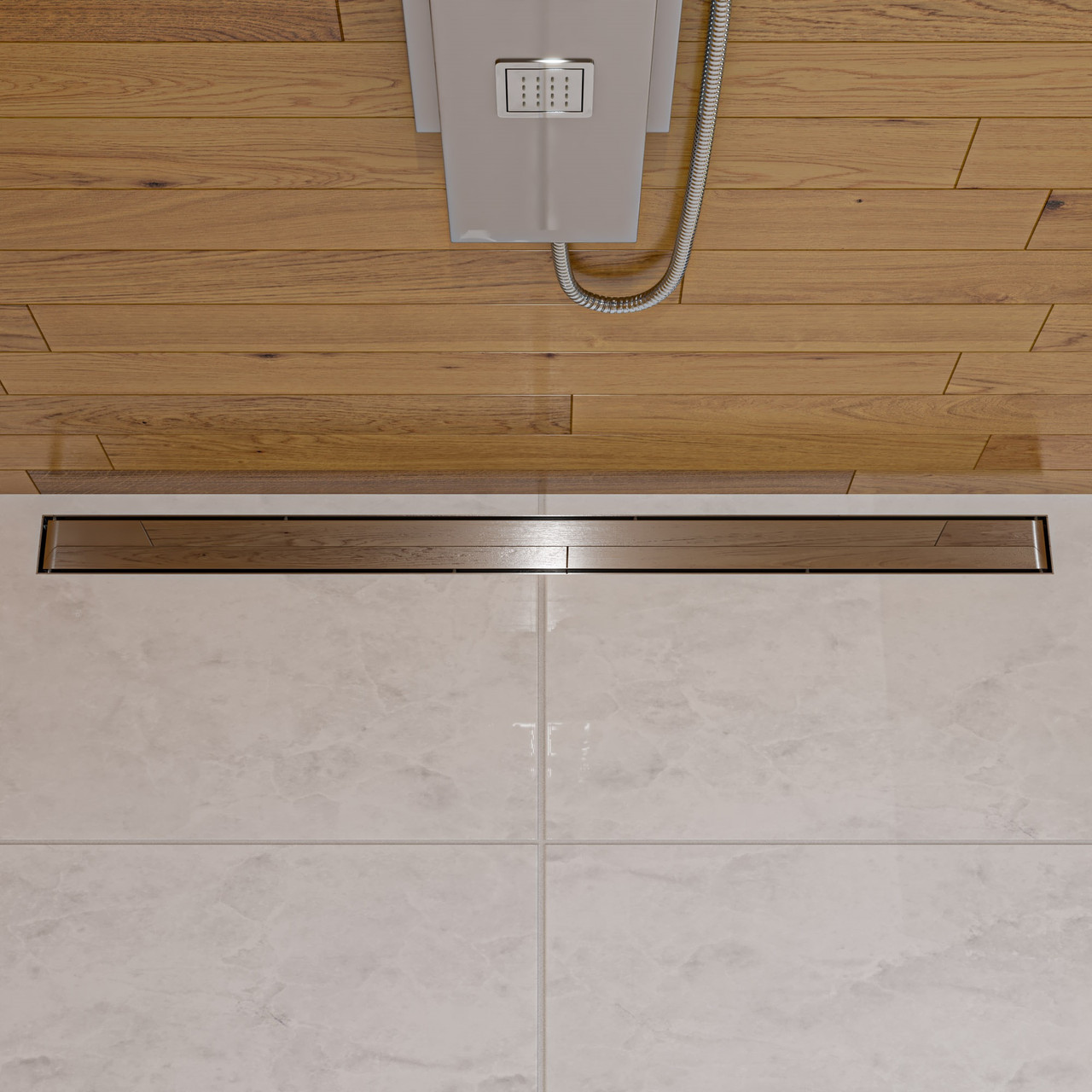Alfi 47" Polished Stainless Steel Linear Shower Drain with Solid Cover